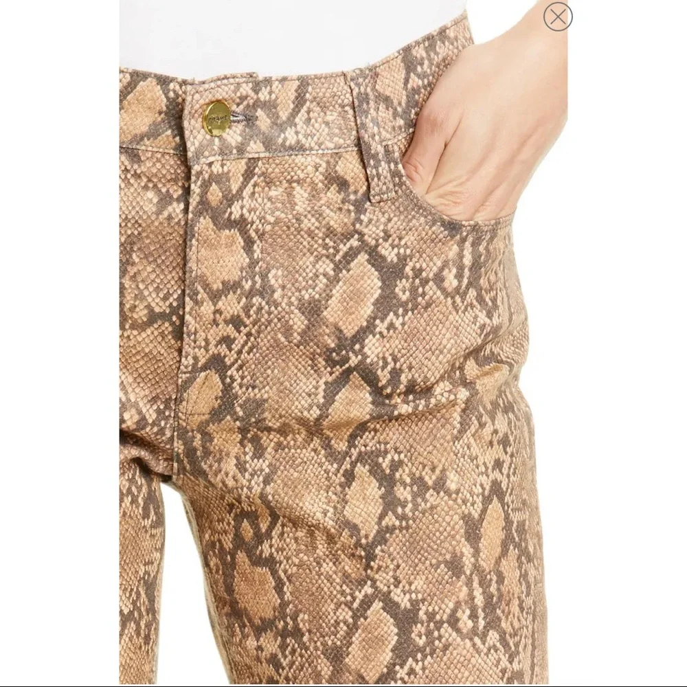 NWT FRAME Le High Python Print Ankle Crop Coated Skinny Jeans Women’s Size 26 - Picture 4 of 4
